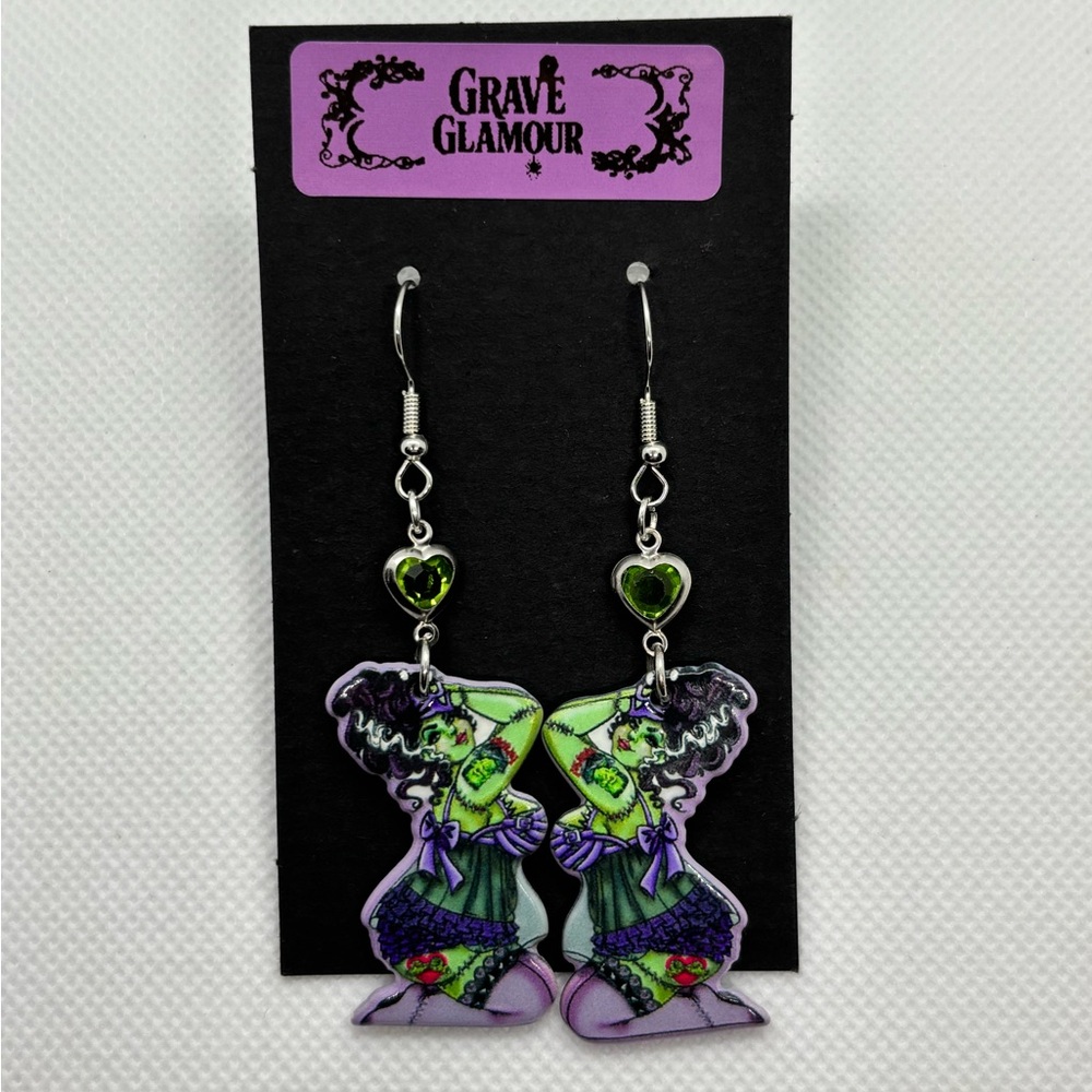 Frankenstein Pinup Earrings – Plus Size Monster Babe Gothic Statement Jewelry